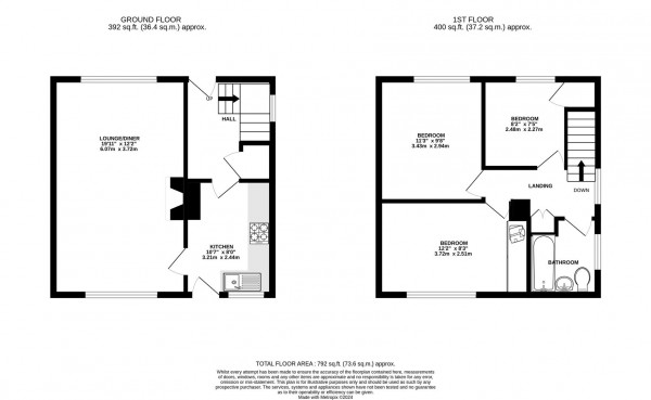 Floorplan for Grasmere Avenue, Clay Cross, Chesterfield