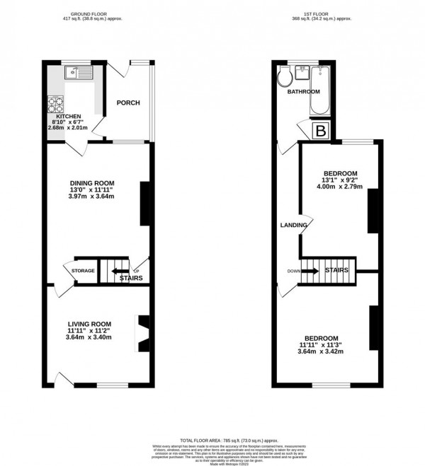 Floorplan for Williamthorpe Close, North Wingfield, Chesterfield