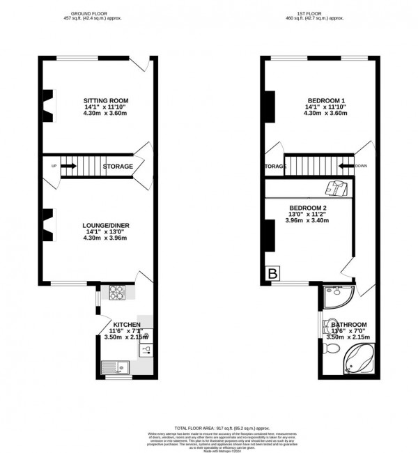 Floorplan for St. Leonards Drive, Hasland, Chesterfield