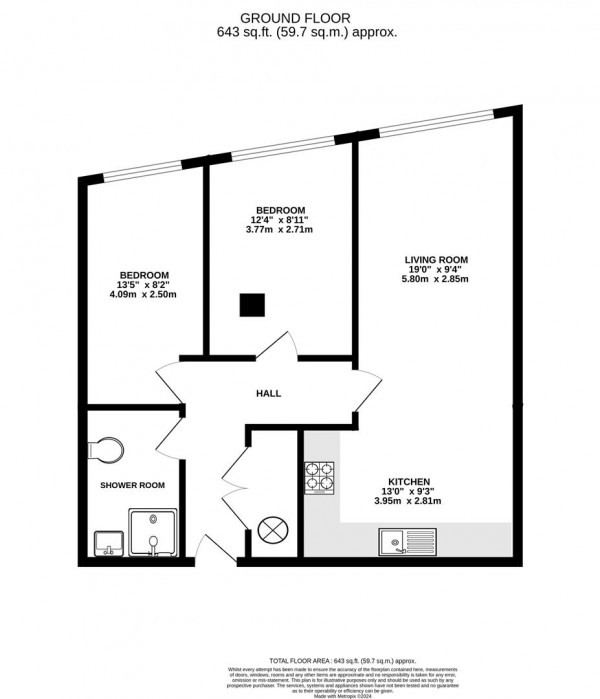 Floorplan for Knightsbridge Court, West Bars, Chesterfield