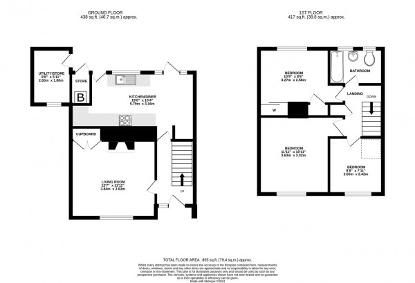 Floorplan for Keswick Drive, Newbold, Chesterfield