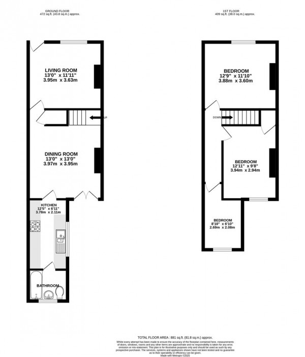 Floorplan for Clowne Road, Stanfree, Chesterfield
