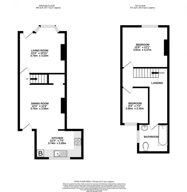 Floorplan for South Street North, New Whittington, Chesterfield