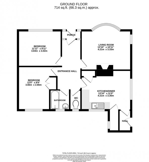 Floorplan for Windsor Drive, Wingerworth, Chesterfield