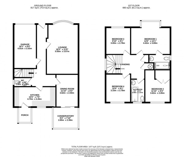Floorplan for Grove Gardens, Brimington, Chesterfield
