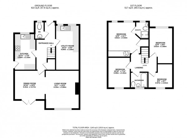 Floorplan for Upper Lum Close, Hady, Chesterfield