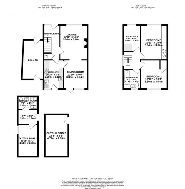 Floorplan for Oakley Avenue, Brockwell, Chesterfield