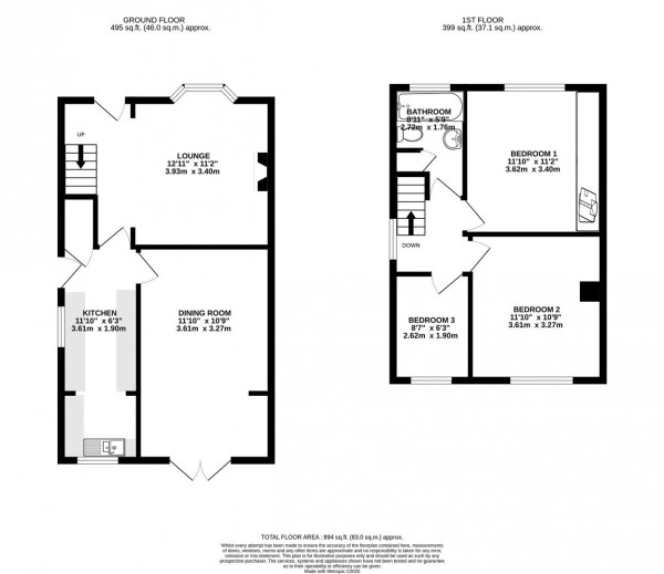 Floorplan for Handley Road, New Whittington, Chesterfield