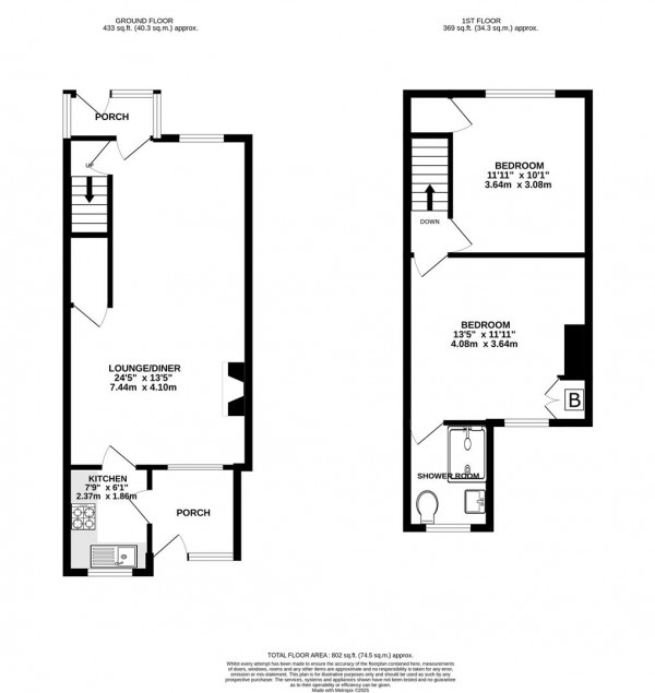 Floorplan for Williamthorpe Road, North Wingfield, Chesterfield