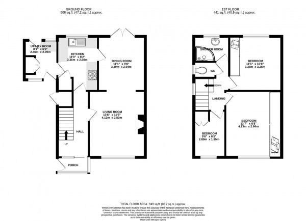 Floorplan for Lansdowne Road, Brimington, Chesterfield