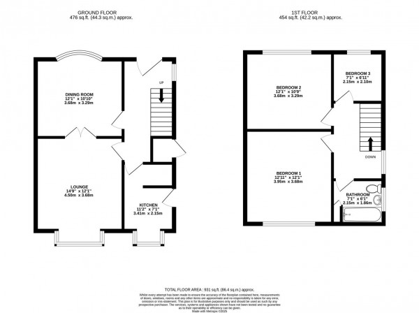 Floorplan for Langer Lane, Chesterfield