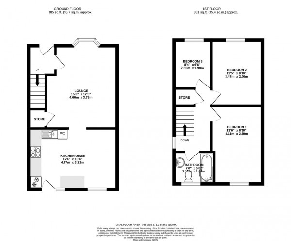 Floorplan for Heathfield Close, Wingerworth, Chesterfield